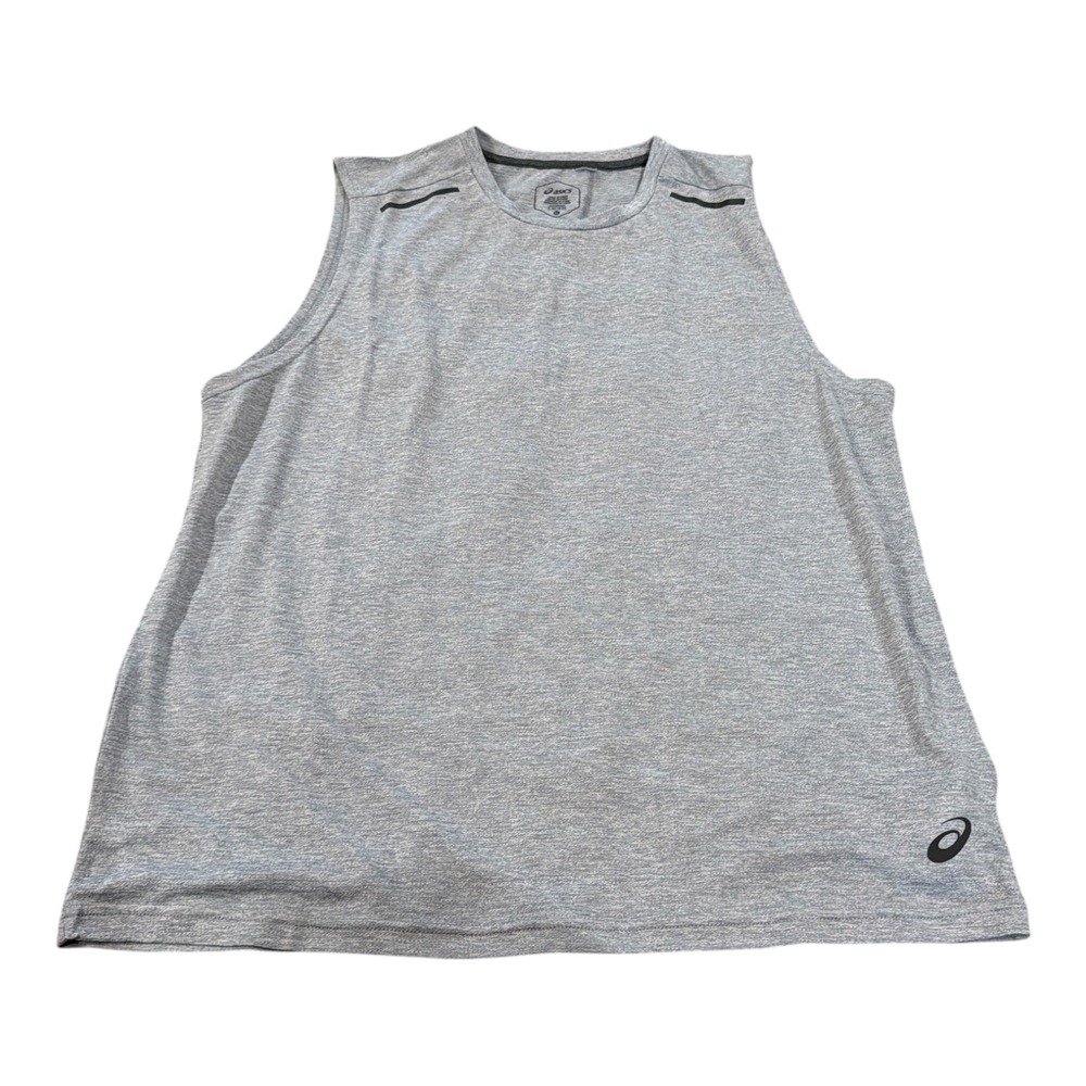 Asics Mens XL Sleeveless Running Shirt Heather Gray Reflective Athletic Tank Top